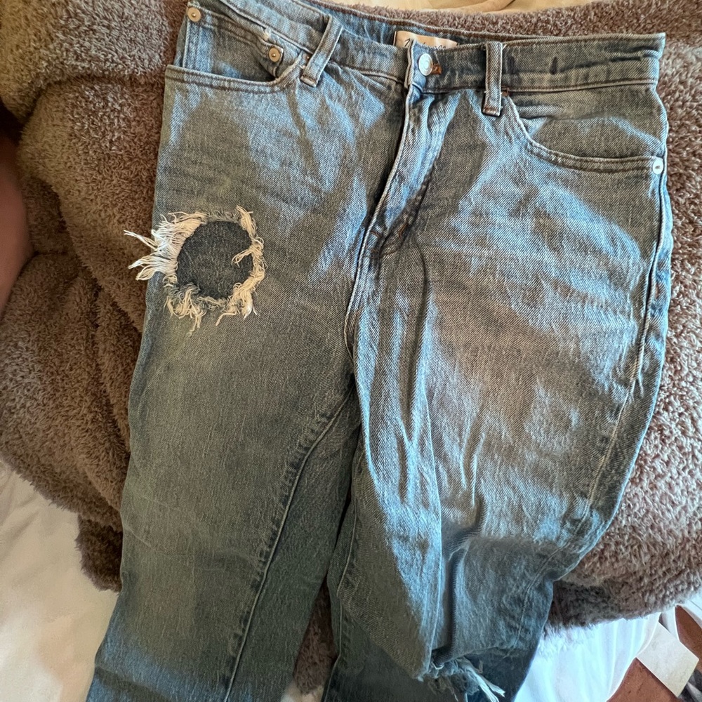 Madewell distressed straight leg high waisted jeans